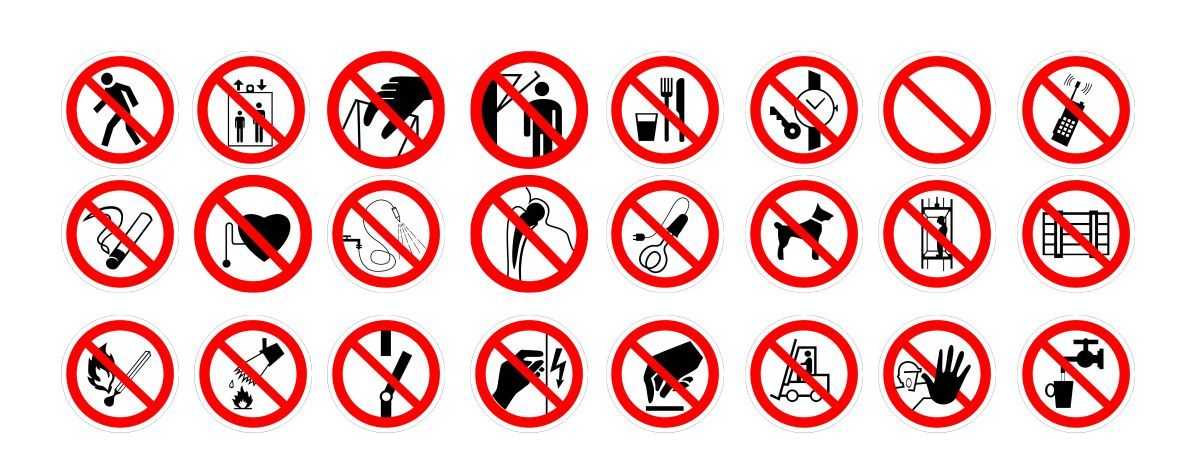 17 апреля что можно что нельзя. Запрещающие знаки. Знак безопасности. Запрещающие таблички. Запрещающие знаки в музее.
