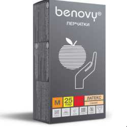 BENOVY™ латексные опудренные 49гр. 50 пар 250x250 - Перчатки BENOVY™ латексные опудренные 4,9гр. (50 пар)