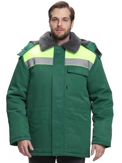 Куртка зимняя Бригада NEW (тк.Смесовая,210), зеленый/лимонный