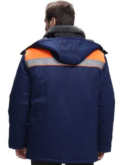 Куртка зимняя Бригада NEW (тк.Смесовая,210), т.синий/оранжевый
