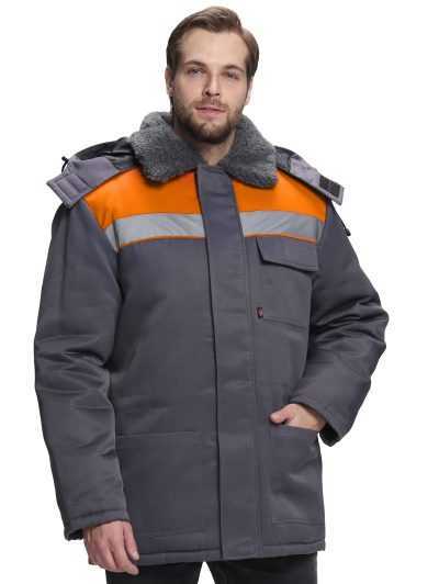 Куртка зимняя Бригада NEW (тк.Смесовая,210), т.серый/оранжевый