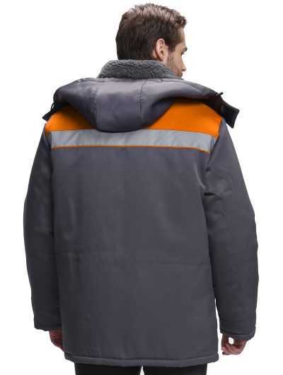 Куртка зимняя Бригада NEW (тк.Смесовая,210), т.серый/оранжевый