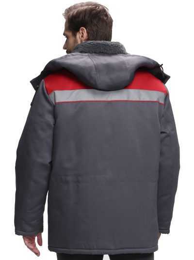 Куртка зимняя Бригада NEW (тк.Смесовая,210), т.серый/красный