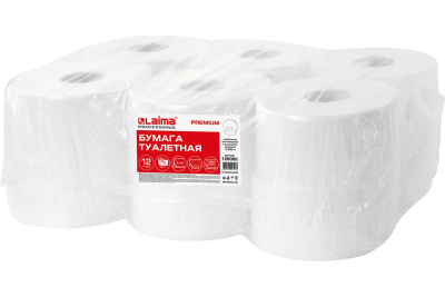 Бумага туалетная LAIMA PREMIUM 2 слая белая 12 рулонов