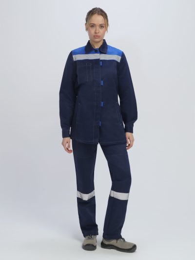 Костюм женский Весна-1 СОП CH (тк.Смесовая,210) брюки, т.синий/васильковый