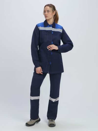 Костюм женский Весна-1 СОП CH (тк.Смесовая,210) брюки, т.синий/васильковый