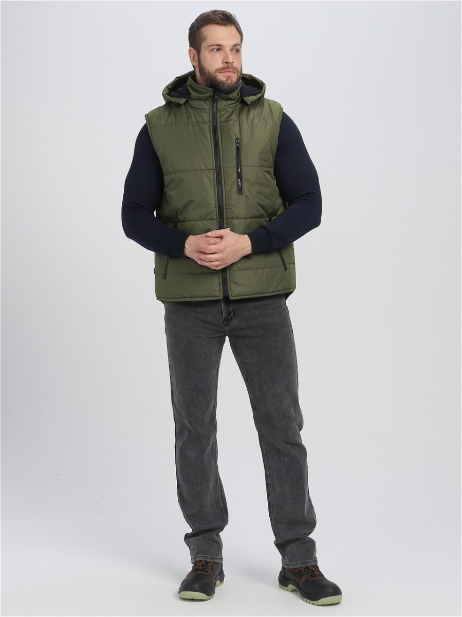 Жилет утепленный с капюшоном Респект (тк.Таслан), хаки Жилет утепленный с капюшоном Респект (тк.Таслан), хаки