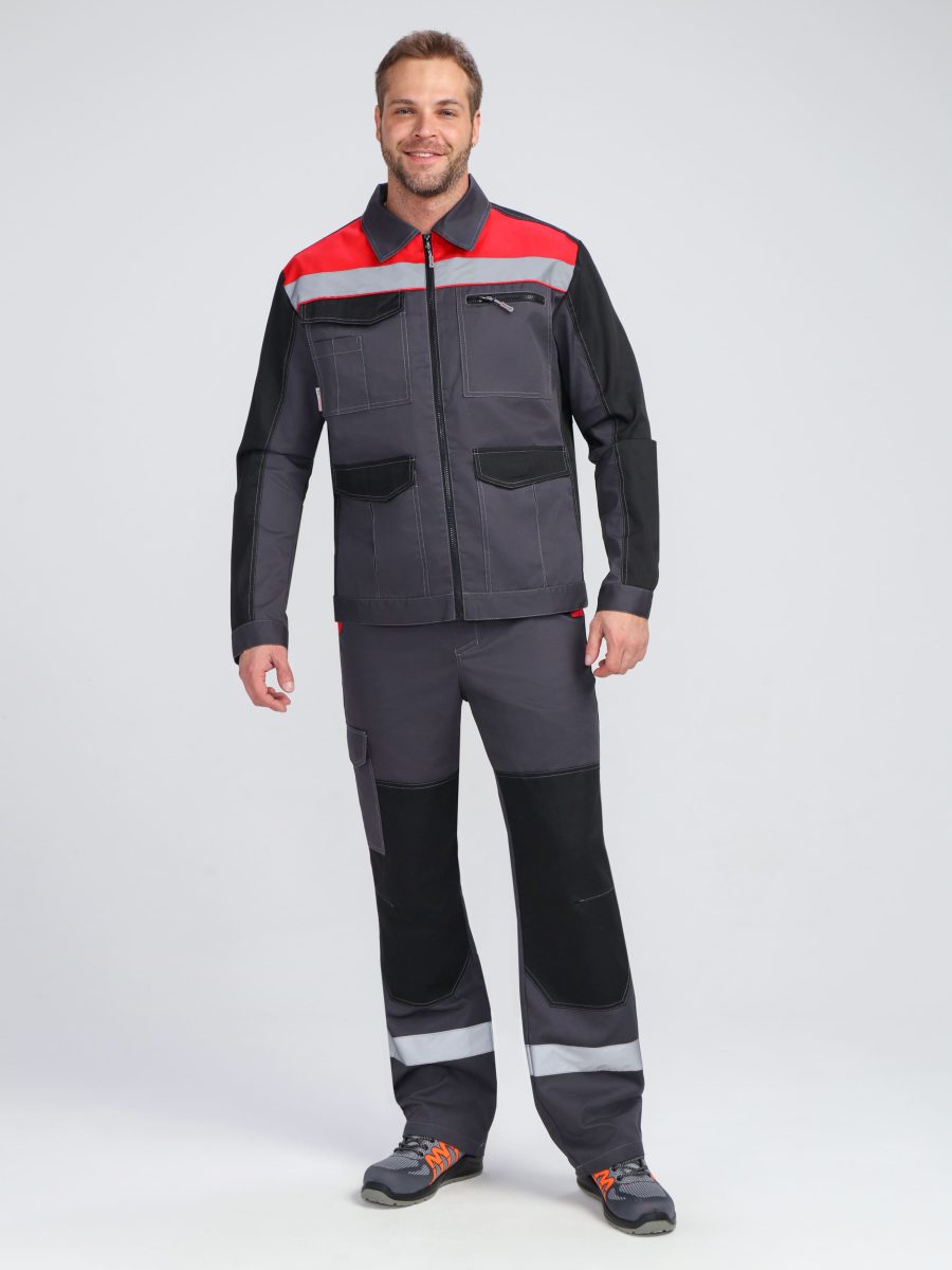 Костюм ProfLineBase-1 (тк.Твил,210) брюки, т.серый/черный/красный Костюм ProfLineBase-1 (тк.Твил,210) брюки, т.серый/черный/красный